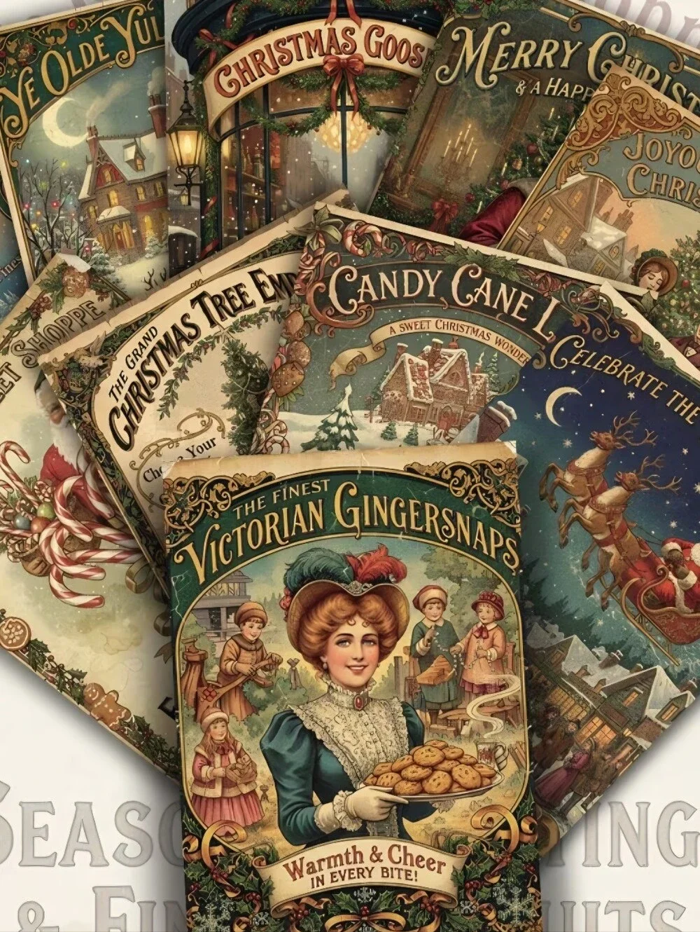 Victorian Style Christmas post cards home decoration retro 4x6 paper Ephemera